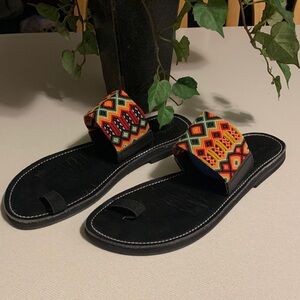 Handmade Begona Colorful Geometric Design Sandals